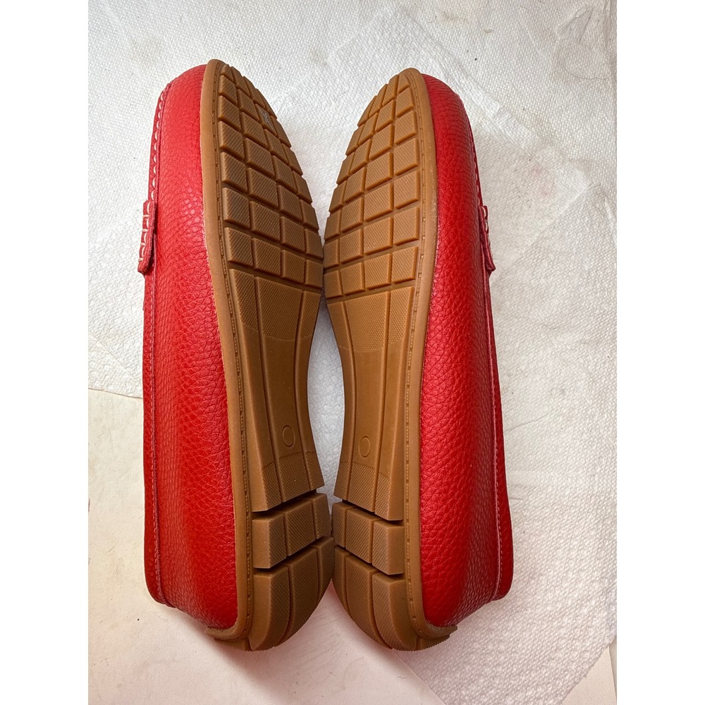 Kordal Red Pebbled Leather Penny Loafers Womens 9.5 Moccasins Slip On. Brand NEW - Picture 3 of 11
